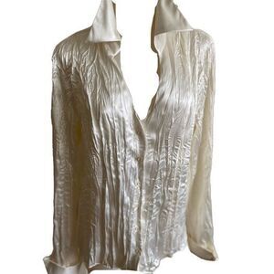 Studio 140 Crinkle Satin Shirt - XL cream ,crinkle pleated   Polyester